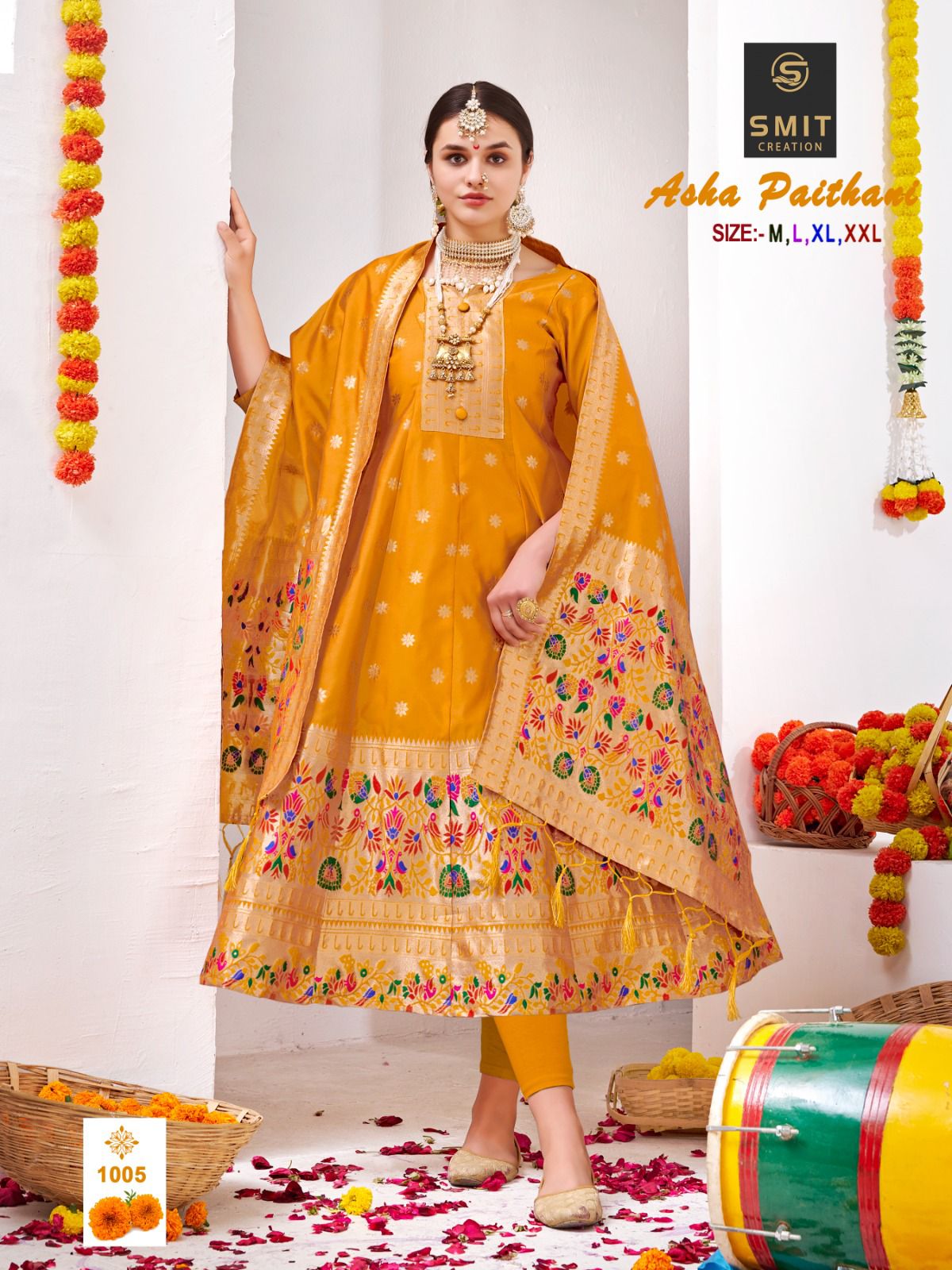 Smit Asha Paithani Festive Wear Wholesale Anarkali Kurtis With Dupatta